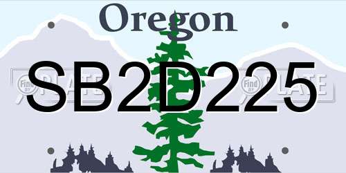 SB2D225 Oregon License Plate