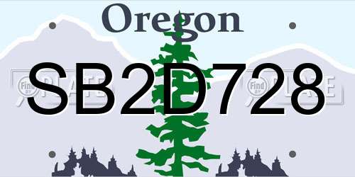 SB2D728 Oregon License Plate