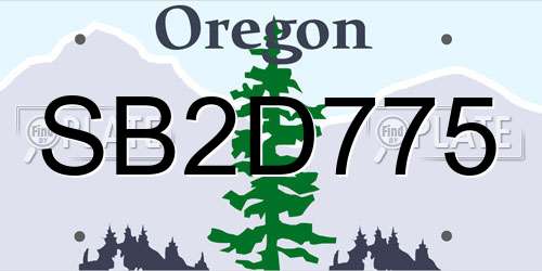 SB2D775 Oregon License Plate