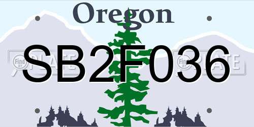 SB2F036 Oregon License Plate