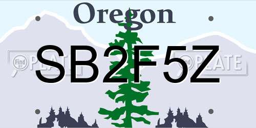 SB2F5Z Oregon License Plate