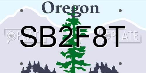 SB2F8T Oregon License Plate