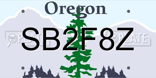 SB2F8Z Oregon License Plate