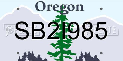SB2I985 Oregon License Plate