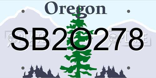 SB2O278 Oregon License Plate