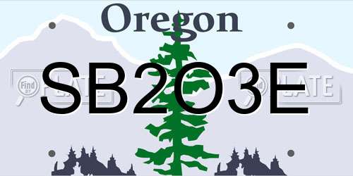 SB2O3E Oregon License Plate