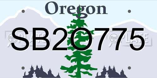 SB2O775 Oregon License Plate