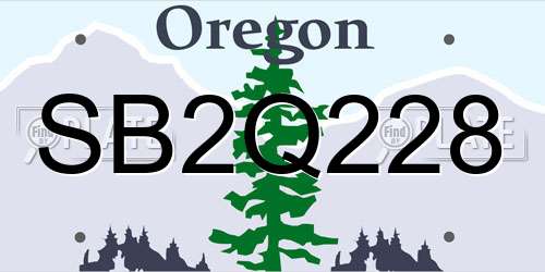 SB2Q228 Oregon License Plate