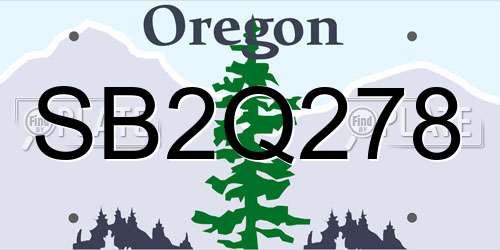 SB2Q278 Oregon License Plate