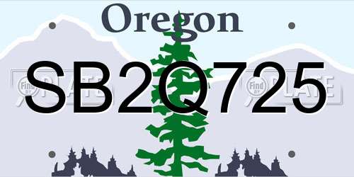 SB2Q725 Oregon License Plate