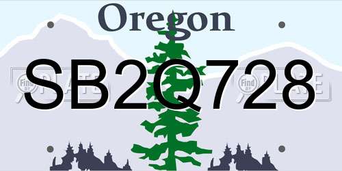 SB2Q728 Oregon License Plate