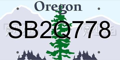 SB2Q778 Oregon License Plate