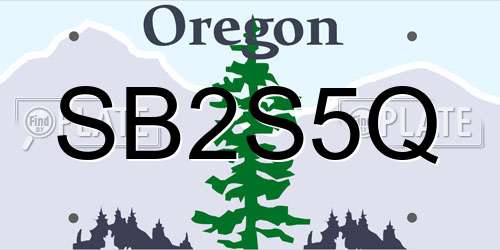 SB2S5Q Oregon License Plate