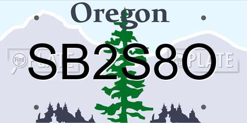 SB2S8O Oregon License Plate