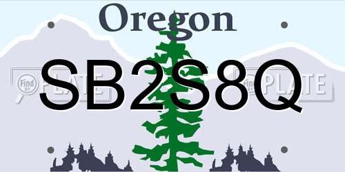 SB2S8Q Oregon License Plate