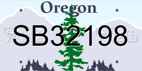 SB32198 Oregon License Plate