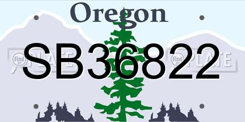 SB36822 Oregon License Plate