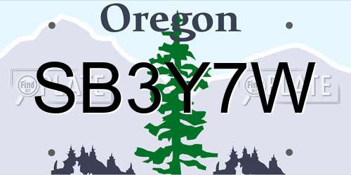 SB3Y7W Oregon License Plate