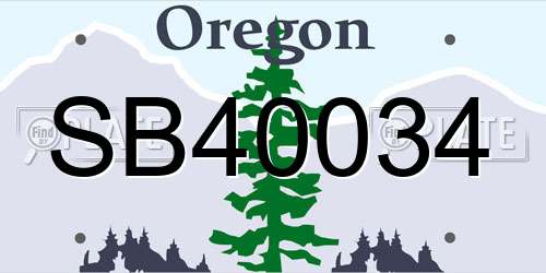 SB40034 Oregon License Plate