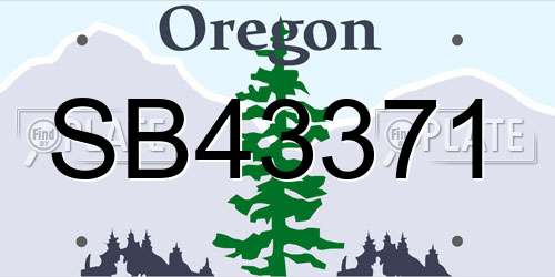 SB43371 Oregon License Plate