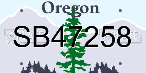 SB47258 Oregon License Plate