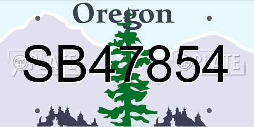 SB47854 Oregon License Plate