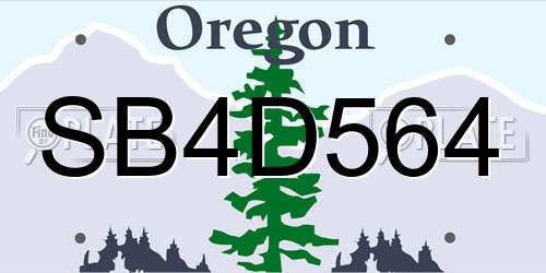 SB4D564 Oregon License Plate