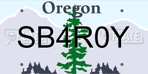SB4R0Y Oregon License Plate
