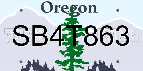 SB4T863 Oregon License Plate