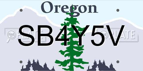 SB4Y5V Oregon License Plate