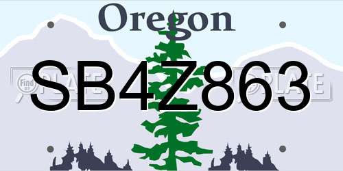 SB4Z863 Oregon License Plate