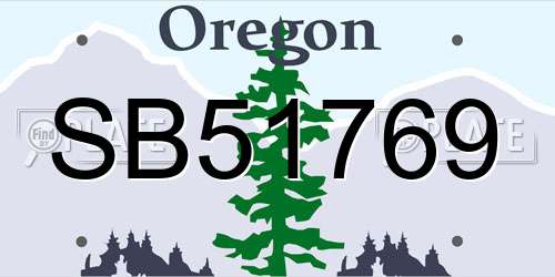 SB51769 Oregon License Plate