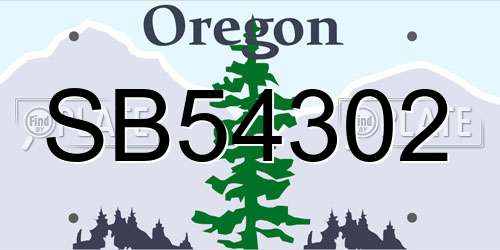 SB54302 Oregon License Plate