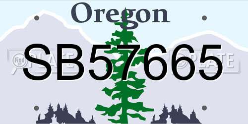 SB57665 Oregon License Plate