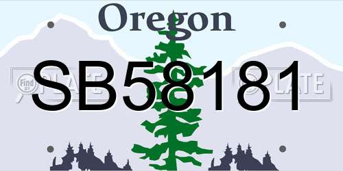 SB58181 Oregon License Plate