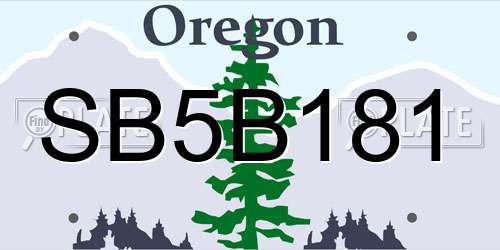 SB5B181 Oregon License Plate