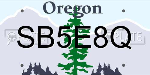 SB5E8Q Oregon License Plate