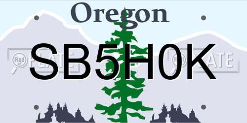 SB5H0K Oregon License Plate