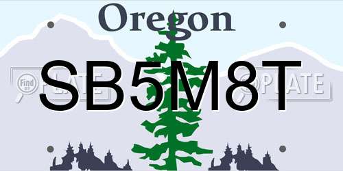 SB5M8T Oregon License Plate