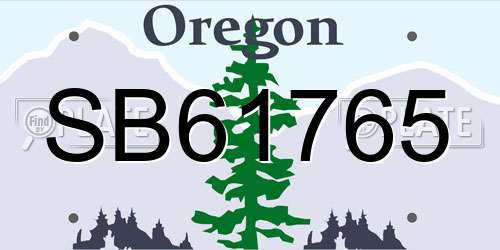 SB61765 Oregon License Plate