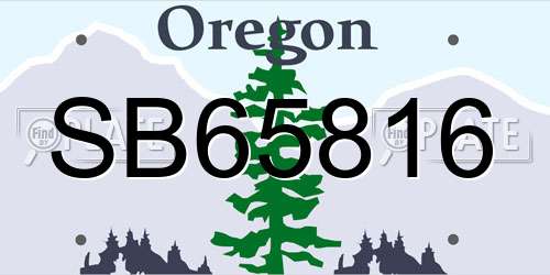 SB65816 Oregon License Plate