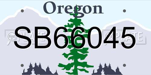 SB66045 Oregon License Plate