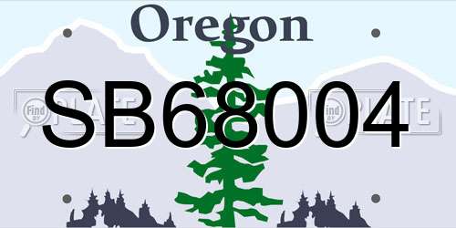 SB68004 Oregon License Plate
