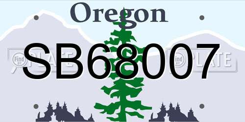 SB68007 Oregon License Plate