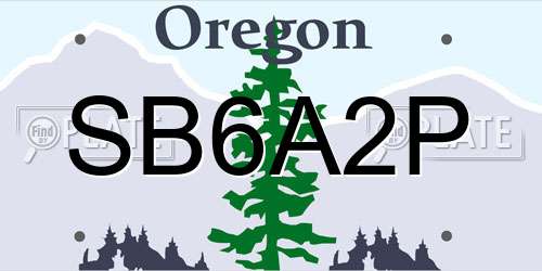 SB6A2P Oregon License Plate