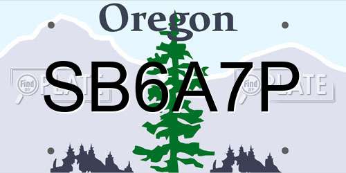 SB6A7P Oregon License Plate