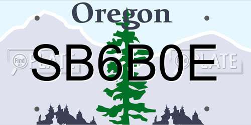 SB6B0E Oregon License Plate