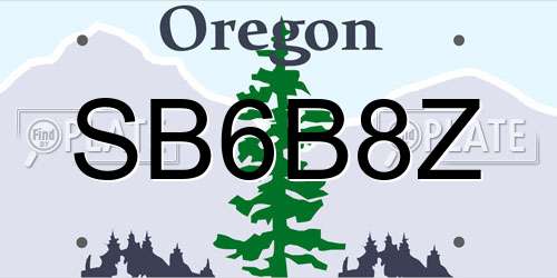 SB6B8Z Oregon License Plate