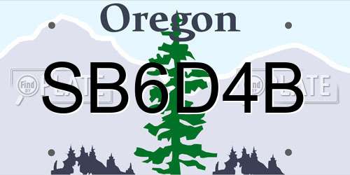 SB6D4B Oregon License Plate