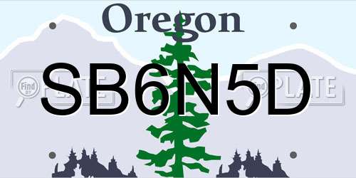 SB6N5D Oregon License Plate